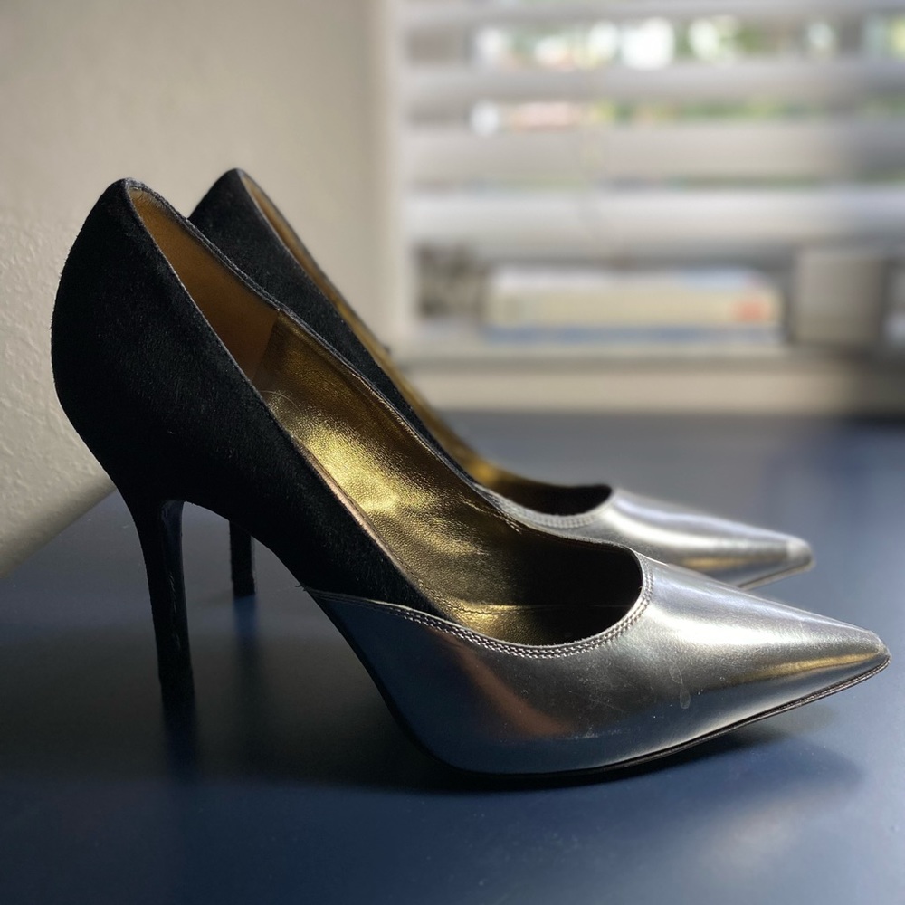 Lanvin silver and black suede heels (Made in Italy)